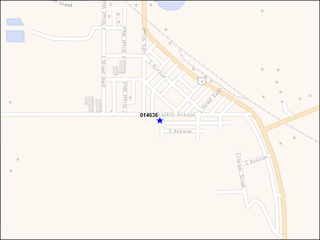 Une carte de la zone qui entoure immédiatement le bâtiment numéro 014636