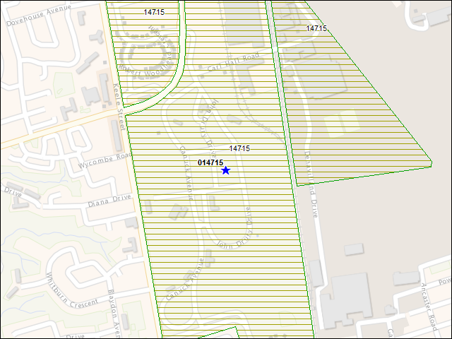 A map of the area immediately surrounding building number 014715