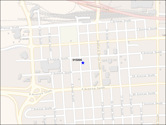 A map of the area immediately surrounding building number 015006