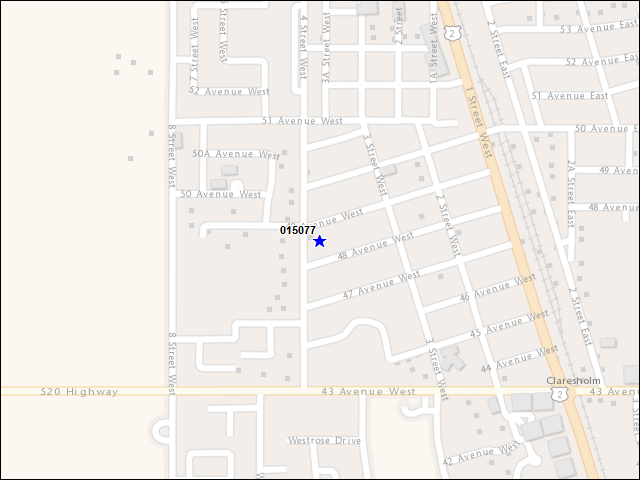 A map of the area immediately surrounding building number 015077