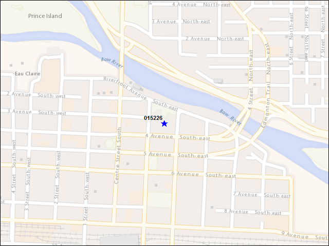 Une carte de la zone qui entoure immédiatement le bâtiment numéro 015226