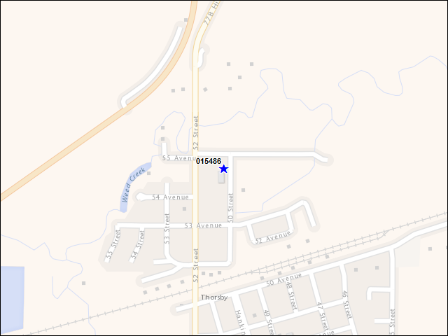 Une carte de la zone qui entoure immédiatement le bâtiment numéro 015486