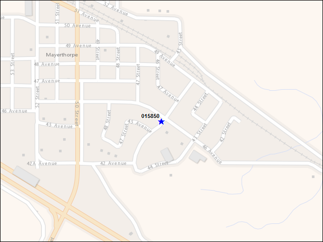 Une carte de la zone qui entoure immédiatement le bâtiment numéro 015850