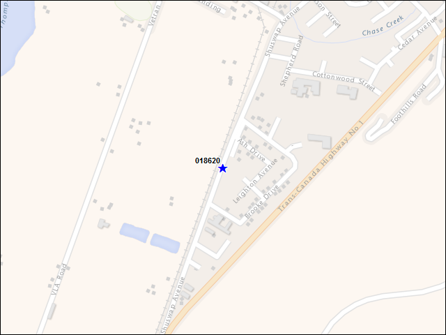 Une carte de la zone qui entoure immédiatement le bâtiment numéro 018620