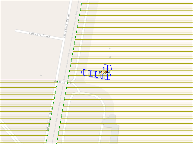Une carte de la zone qui entoure immédiatement le bâtiment numéro 018664