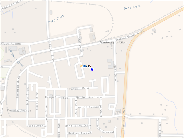 Une carte de la zone qui entoure immédiatement le bâtiment numéro 018715