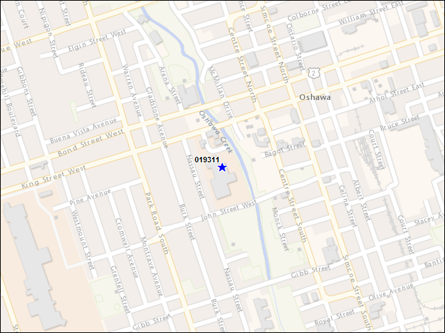A map of the area immediately surrounding building number 019311