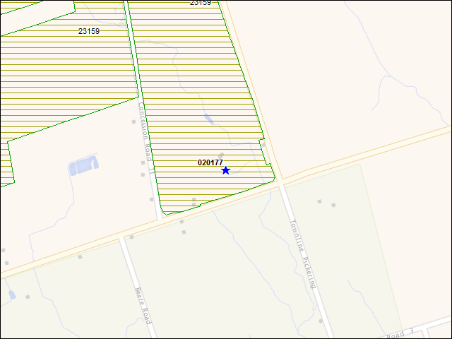 A map of the area immediately surrounding building number 020177