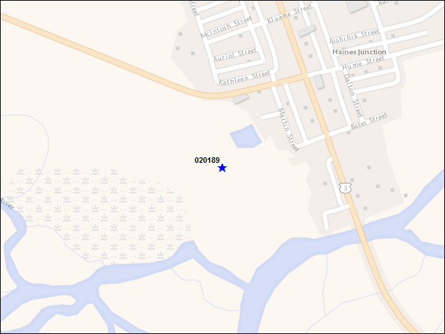 Une carte de la zone qui entoure immédiatement le bâtiment numéro 020189