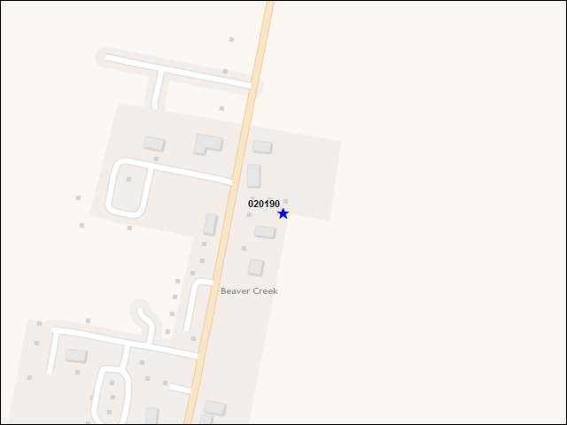 Une carte de la zone qui entoure immédiatement le bâtiment numéro 020190