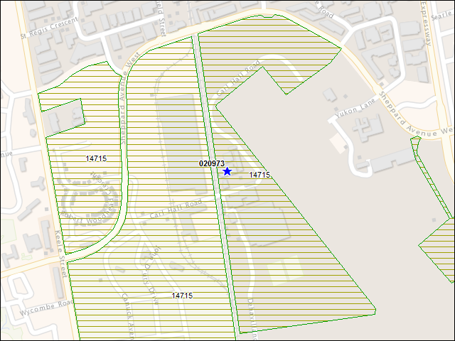 A map of the area immediately surrounding building number 020973