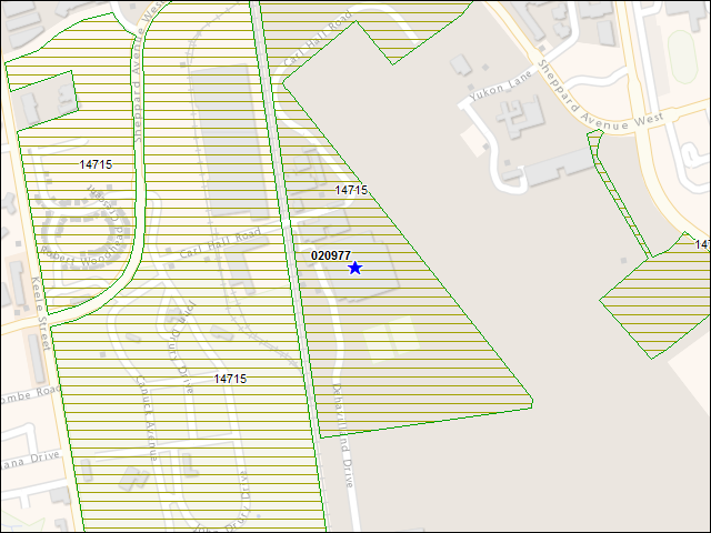A map of the area immediately surrounding building number 020977
