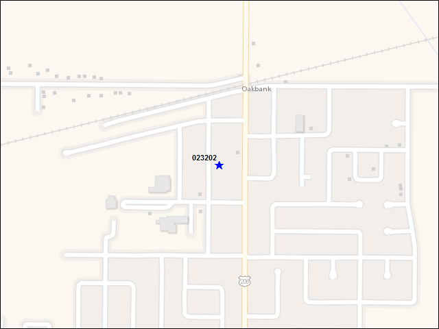 Une carte de la zone qui entoure immédiatement le bâtiment numéro 023202