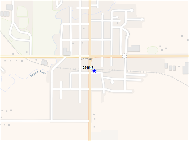 Une carte de la zone qui entoure immédiatement le bâtiment numéro 024547