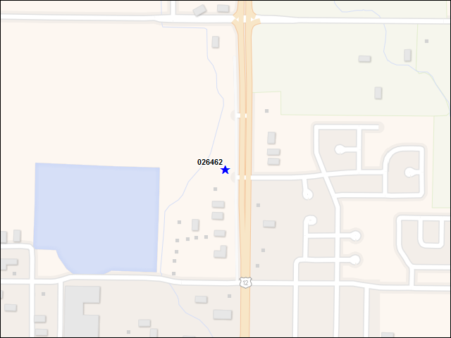 Une carte de la zone qui entoure immédiatement le bâtiment numéro 026462