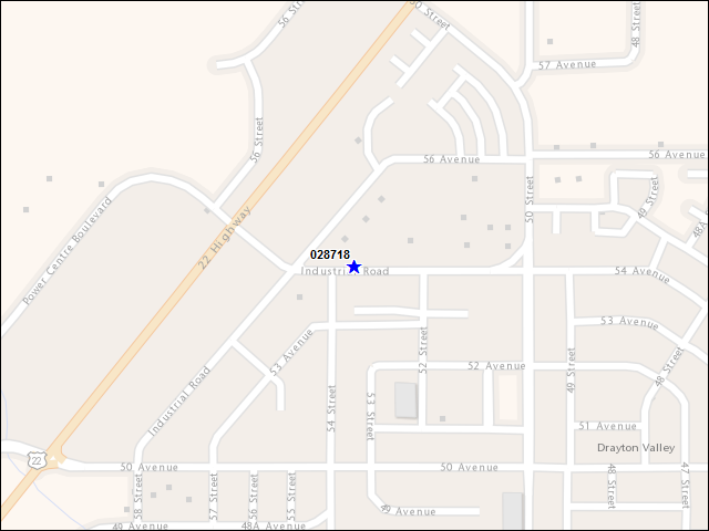 Une carte de la zone qui entoure immédiatement le bâtiment numéro 028718