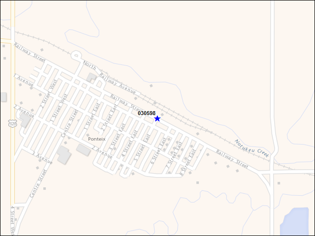 A map of the area immediately surrounding building number 030598
