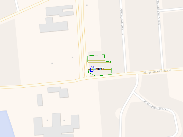 A map of the area immediately surrounding building number 030915