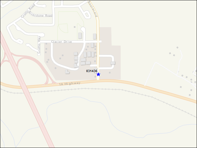 Une carte de la zone qui entoure immédiatement le bâtiment numéro 031436