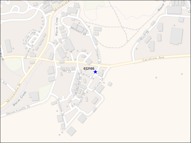 Une carte de la zone qui entoure immédiatement le bâtiment numéro 032105