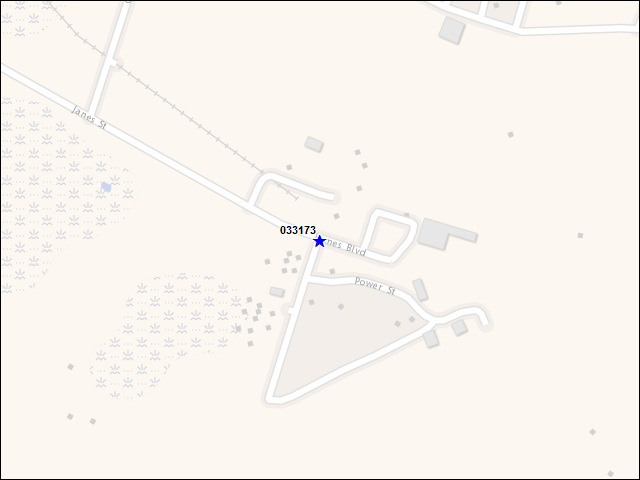 Une carte de la zone qui entoure immédiatement le bâtiment numéro 033173