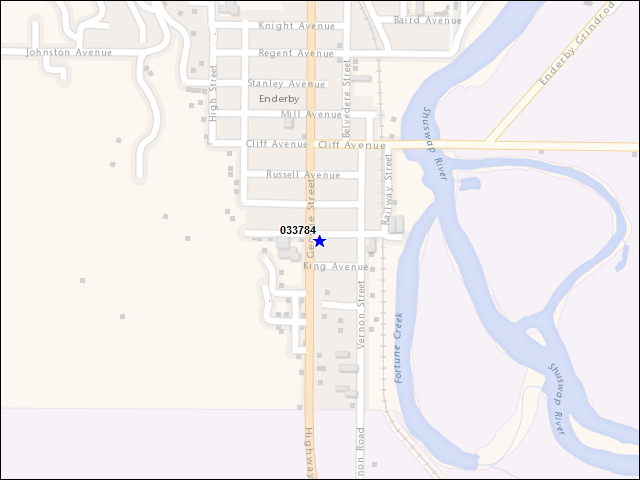 Une carte de la zone qui entoure immédiatement le bâtiment numéro 033784