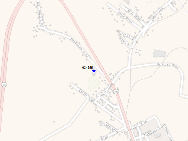 A map of the area immediately surrounding building number 034355