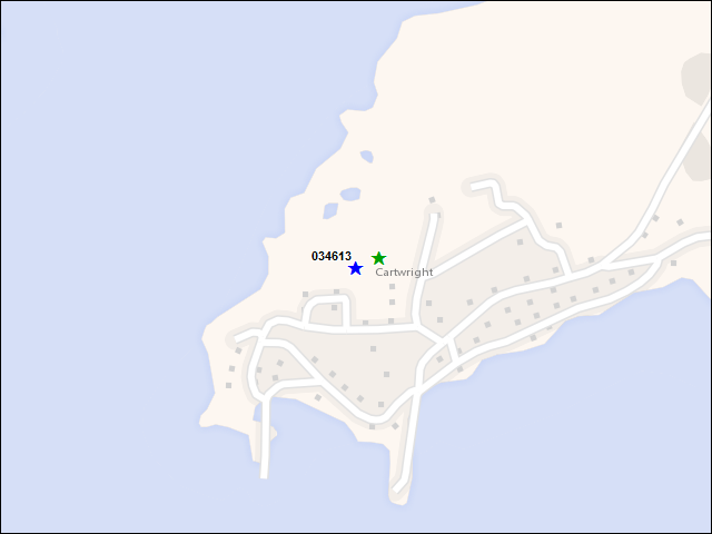 A map of the area immediately surrounding building number 034613