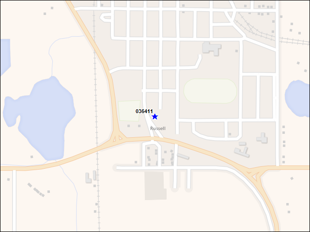 Une carte de la zone qui entoure immédiatement le bâtiment numéro 036411