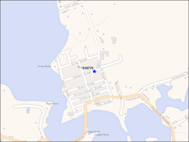 Une carte de la zone qui entoure immédiatement le bâtiment numéro 036770