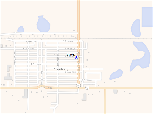 A map of the area immediately surrounding building number 037017