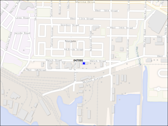 A map of the area immediately surrounding building number 047095