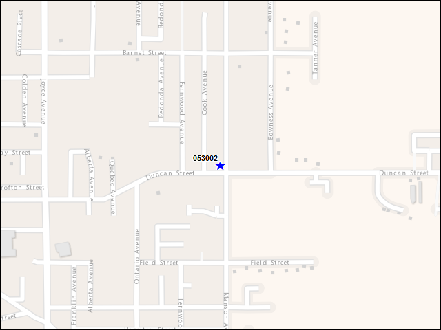 A map of the area immediately surrounding building number 053002