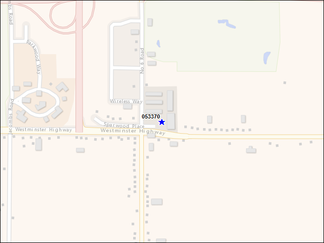 A map of the area immediately surrounding building number 053370