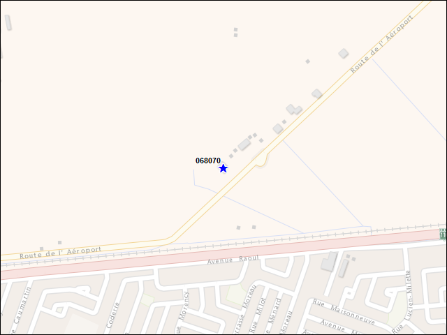 A map of the area immediately surrounding building number 068070