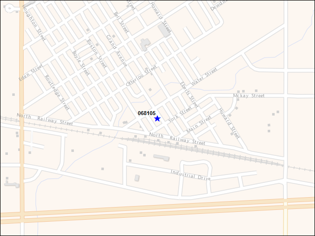 A map of the area immediately surrounding building number 068105