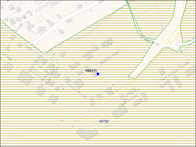 Une carte de la zone qui entoure immédiatement le bâtiment numéro 068311
