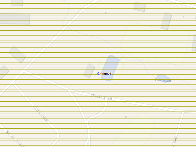 Une carte de la zone qui entoure immédiatement le bâtiment numéro 069927