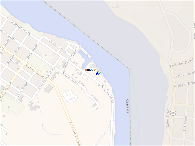 A map of the area immediately surrounding building number 086598
