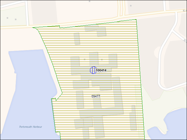 A map of the area immediately surrounding building number 100414