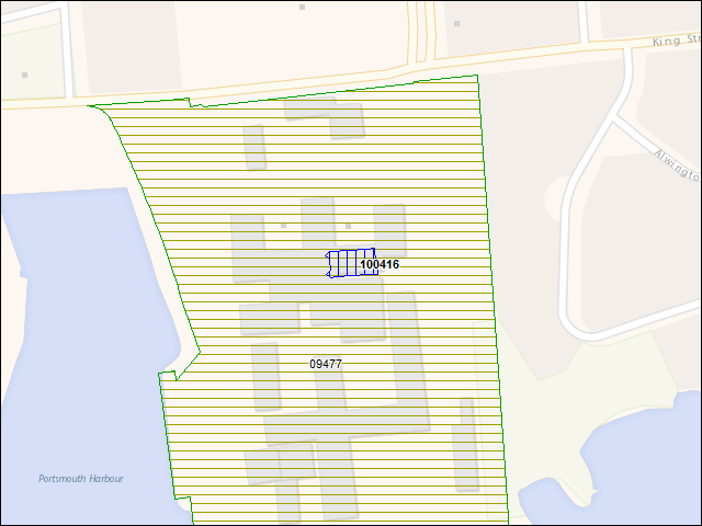 A map of the area immediately surrounding building number 100416