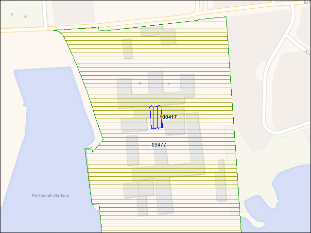A map of the area immediately surrounding building number 100417