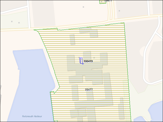 Une carte de la zone qui entoure immédiatement le bâtiment numéro 100419
