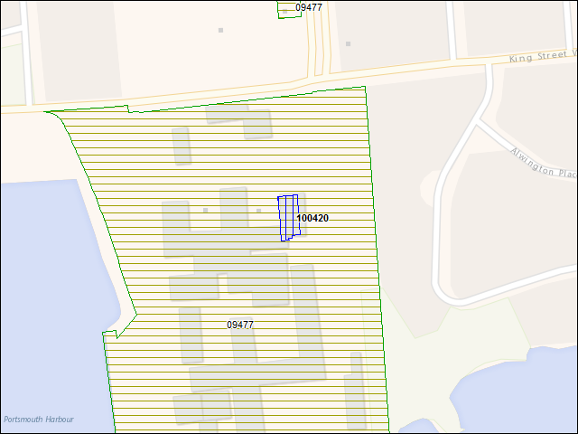 Une carte de la zone qui entoure immédiatement le bâtiment numéro 100420