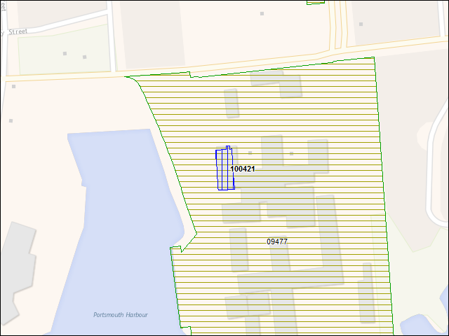 A map of the area immediately surrounding building number 100421