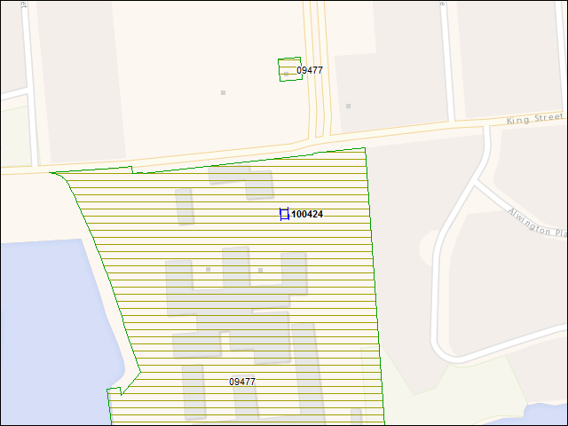Une carte de la zone qui entoure immédiatement le bâtiment numéro 100424
