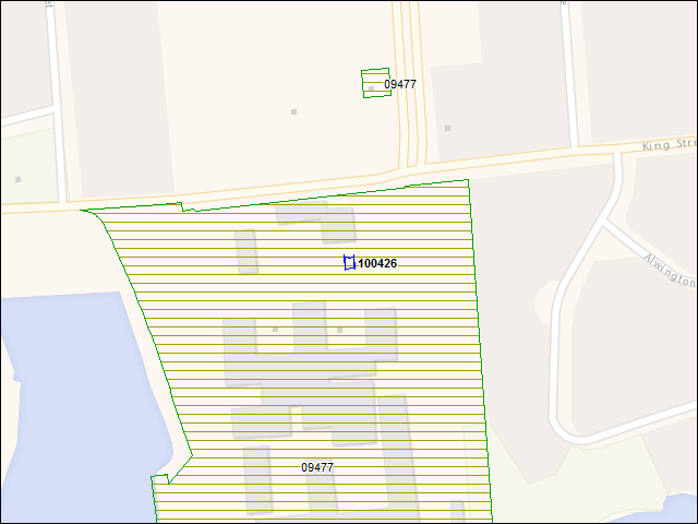 Une carte de la zone qui entoure immédiatement le bâtiment numéro 100426