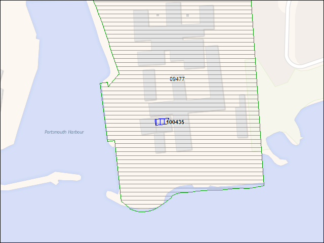 Une carte de la zone qui entoure immédiatement le bâtiment numéro 100435