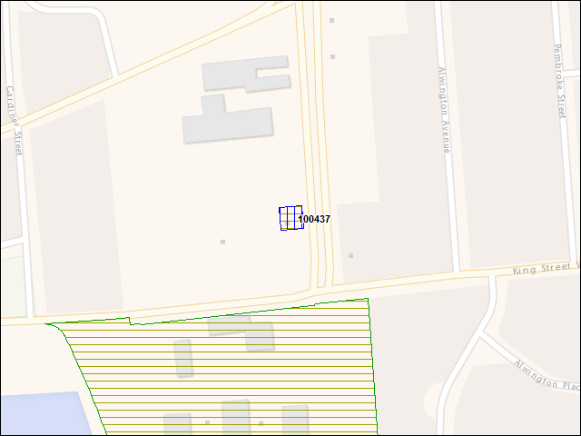Une carte de la zone qui entoure immédiatement le bâtiment numéro 100437