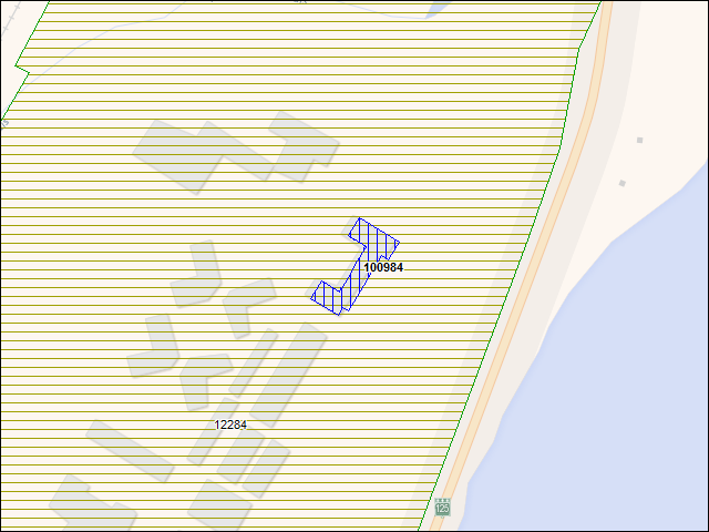 A map of the area immediately surrounding building number 100984